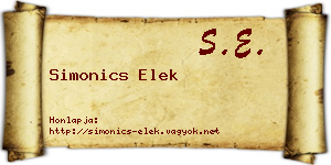 Simonics Elek névjegykártya